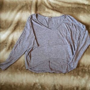 Heather Grey Cropped Knit Sweater
